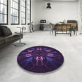 thumbnail image 3 of Ahgly Company Indoor Round Patterned Deep Purple Area Rugs, 6' Round, 3 of 6