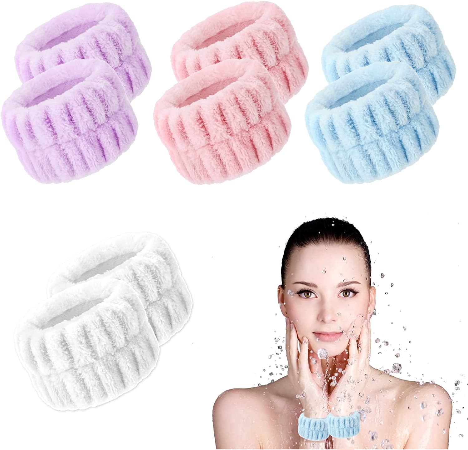 8Pcs Face Washing Wristbands Soft & Absorbent Microfiber Wrist Towels for Washing Face Face Wash