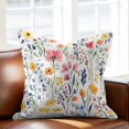 thumbnail image 2 of Spring Watercolor Throw Pillow Cover Pink Purple Yellow Flowers Floral Cotton Linen Cushion Cover Throw Pillow Case with Invisible Zipper for Couch Sofa Bed Chair Car 24x24 Inch, 2 of 11