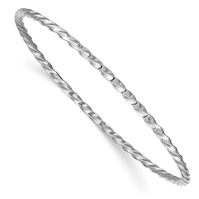 14k White Gold 2.50mm Twisted Slip On Bangle Bracelet