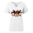 thumbnail image 5 of mihongmao Mardi Gras T Shirts for Women Ladies' Carnival Printed V-neck T-shirt Casual Short Sleeved Top/Shirt White 2X, 5 of 7