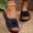 Navy Blue, variant on Daolelai Women's Fashion Open Toe Wedge Heel Leather Flower Sandals Temperament Comfortable Shoes