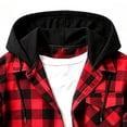 thumbnail image 6 of FchengtaiS Men's Button Down Shacket Long Sleeve Plaid Shirts Jacket Fall Casual Loose Hoodies, 6 of 8