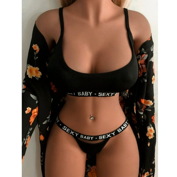 Intimates Sexy Lingerie for Women Two Piece Lingerie Set Letter Print Vest And Panty Set S