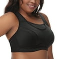 thumbnail image 3 of Deyllo Women's Sweat-Wicking Elastic Sports Bra, Plus Size, High Impact, Full Support, Non-Padded, Wireless, Black, 40C, 3 of 12