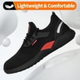 thumbnail image 5 of Steel Toe Shoes for Men Lightweight Mens Work Shoes Comfortable Safety Toe Shoes for Men Work Sneakers Slip On Steel Toe Tennis Shoes for Construction Black-red, 5 of 7