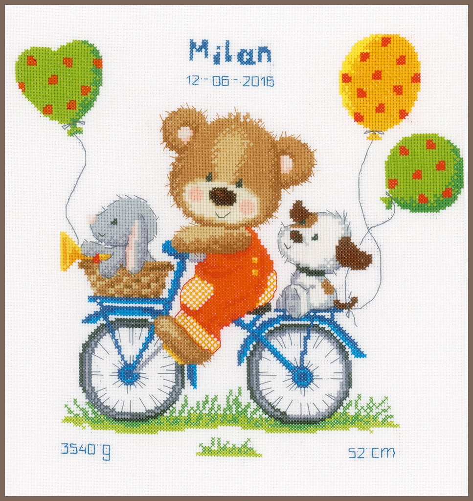 Vervaco Counted Cross Stitch Kit Cycling Bear PN-0156359