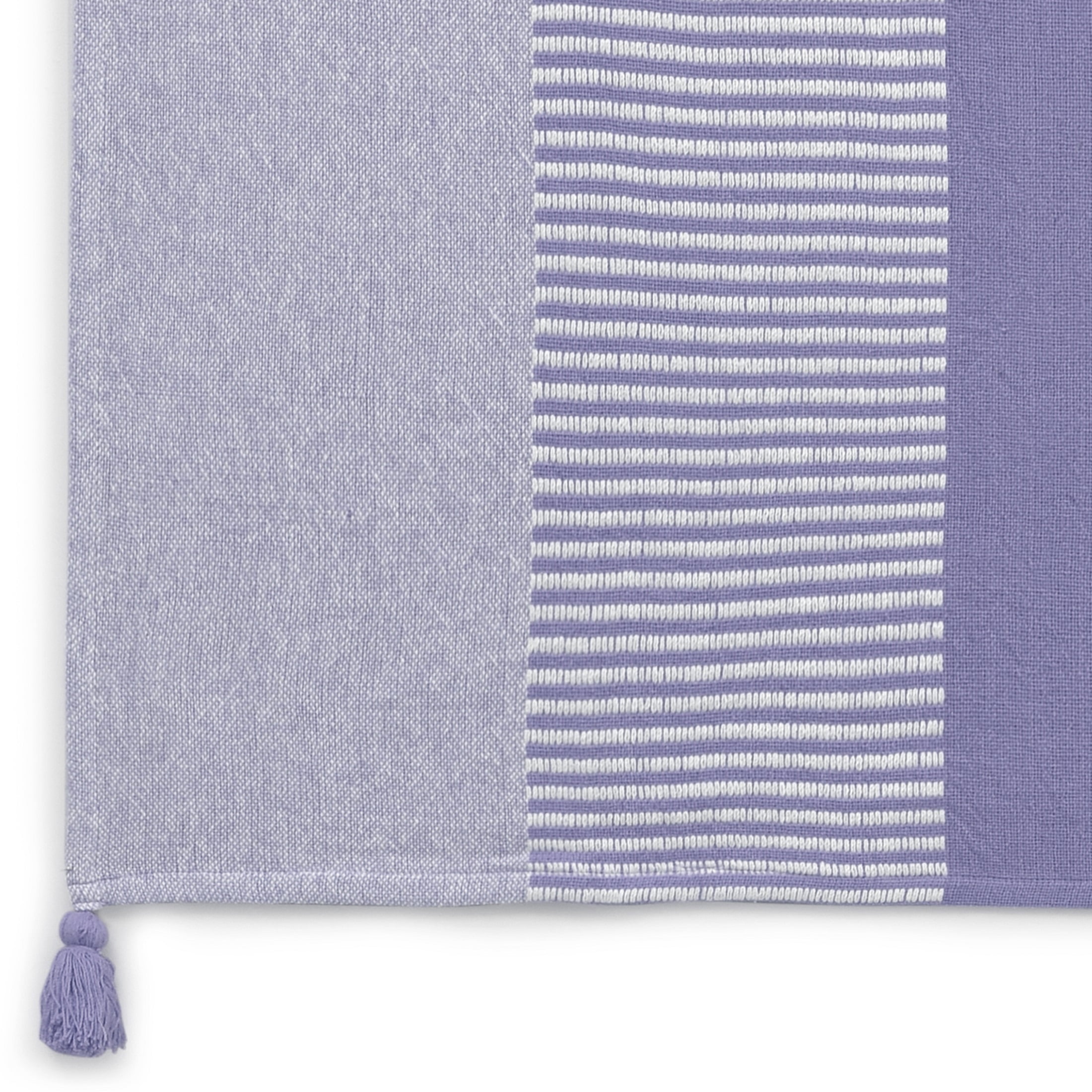 Ox Bay Rory Purple/White Striped Lightweight Cotton with Tassels Throw Blanket, 50" x 60"