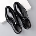 thumbnail image 2 of Men's Brown Polished Leather Plain Toe Derby Dress Shoes, 2 of 7