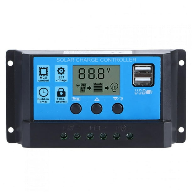 Controlador de Carga Solar Sincero 12V 24V 30A Salida USB Dual LCD PWM