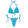 thumbnail image 4 of Women Padded Solid Color Bikini Set Two Piece Push Up Swimwear,Sky Blue,M, 4 of 5