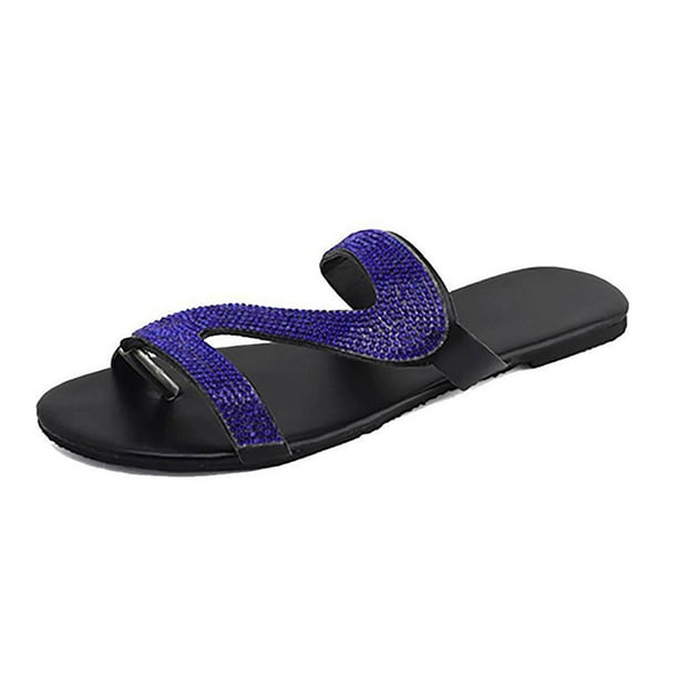 Amzcrzy Zapatos de mujer,Zapatos de mujer,Zapatillas de mujer, Sandalias planas informales con cristales sólidos y estilo romano para mujer, tallas grandes Sandalias Mujer Zapatillas De Casa