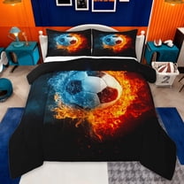 Castle Fairy Soccer Twin Comforter Sets,Abstract Flame Water Bedding Set,Sport Bedding Set