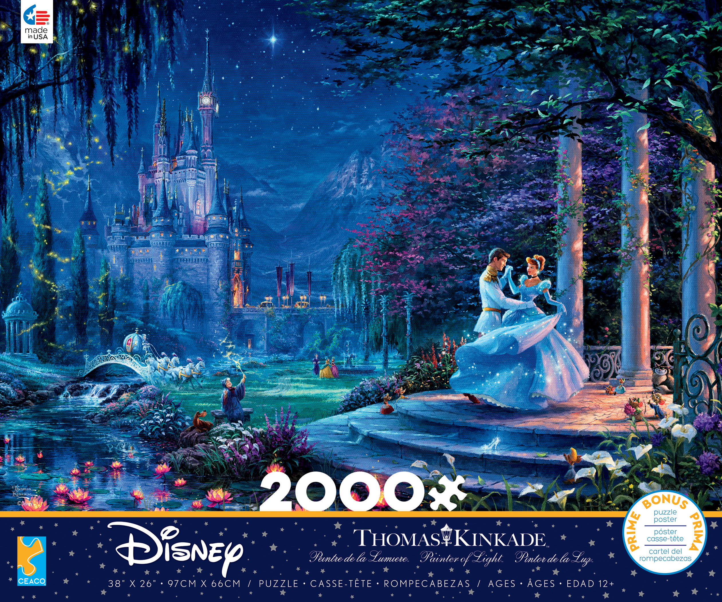 Thomas Kinkade  Disney Cinderella Princess 2,000 Piece  Jigsaw Puzzle New 2 lb 