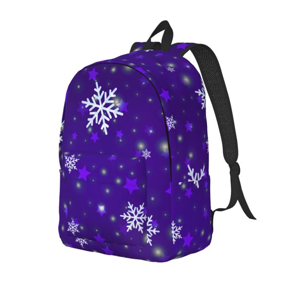 Ratiio Dark Purple Snowflakes Print Canvas Backpack for Women & Men Retro Aesthetic Rucksack Basic Backpack for High School/College Students Travel Laptop Bag