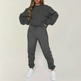 thumbnail image 2 of felwors Women's Crew Neck Sweatshirt and Jogger Pants 2-Piece Tracksuit Set for Casual & Active Wear Dark Gray, XXL, 2 of 5