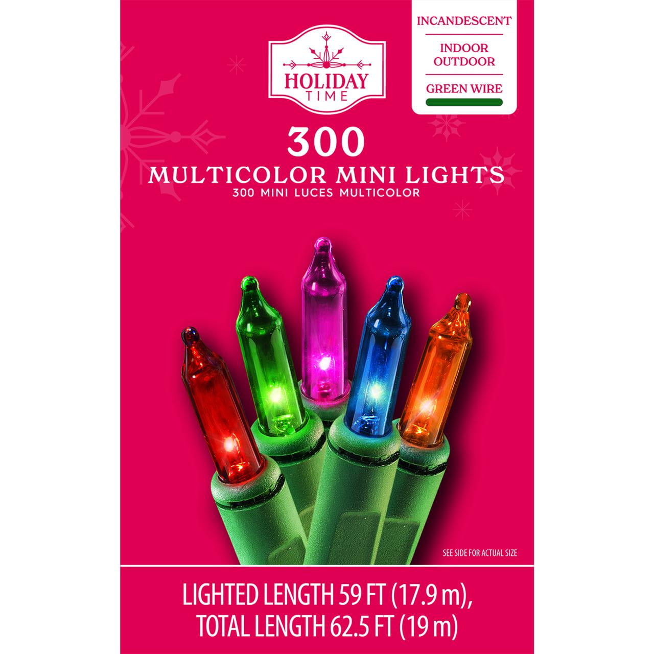 Holiday time 300 clear mini lights green wire outlet