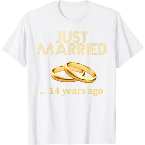 14th Wedding Anniversary T-Shirt Just Married 14 Years Ago T-Shirt100% cotton