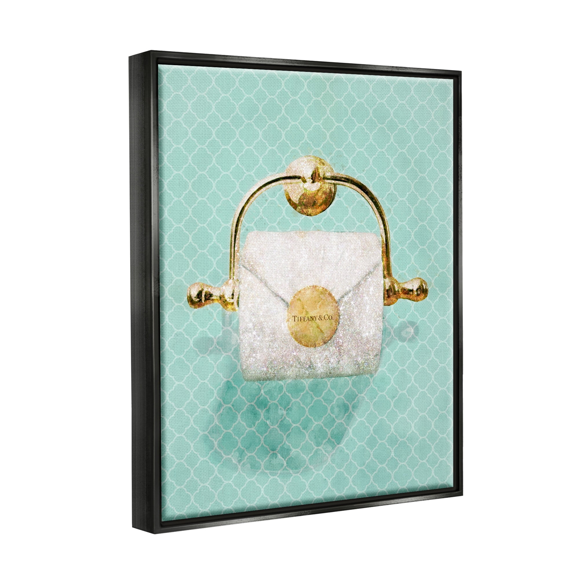 Stupell Industries Fashion Toilet Paper Roll Iconic Blue Designer Glam Luster Gray Framed Floating Canvas Wall Art, 16x20, by Ziwei Li