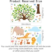 Cartoon Animals Wall Decals Tree Stickers Watercolor Elephant Wall Stickers Giraffe Nursery Vinyl Wall Art Koala Sticker Lion Decor Fox Flamingo Art for Room Classroom Boys Bedroom