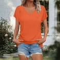 thumbnail image 4 of Fesfesfes Women's Summer Tee Outdoor V-Neck Slit Raglan Sleeves Short Sleeves Blouse Solid Color New Casual Sports Daily Wear T-shirt(Orange,L), 4 of 7