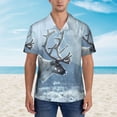 thumbnail image 2 of Fotbe Winter Reindeer In Snowy Mountains Camisa Hawaiana para Hombre Unisex – Camisa Casual de Verano con Botones de Manga Corta de Algodón y Lino,Large, 2 of 7