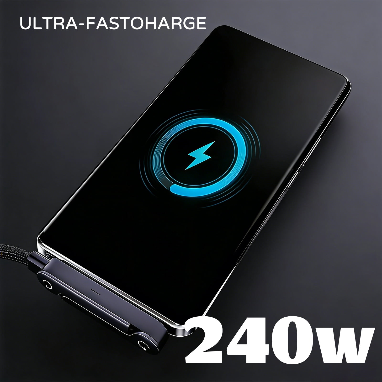2-in-1 Invisible Holder Charger Cable – Fast Charging Cord with Built-in Phone Stand, 240W Super Fast Charging Cord with Built-in Folding Phone Stand, Type-C Cable for iPhone Gaming(2PC)