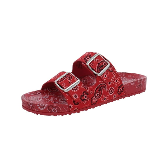 Madden Girl Womens Teddy Tie Dye Slip On Footbed Sandals Red 8 Medium (B,M)