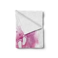 thumbnail image 2 of Gender Reveal Soft Flannel Fleece Throw Blanket, Heart Shaped Paintbrush with Its a Girl Words Baby Footprints, Cozy Plush for Indoor and Outdoor Use, 50" x 60", Fuchsia Pink and White, by Ambesonne, 2 of 6