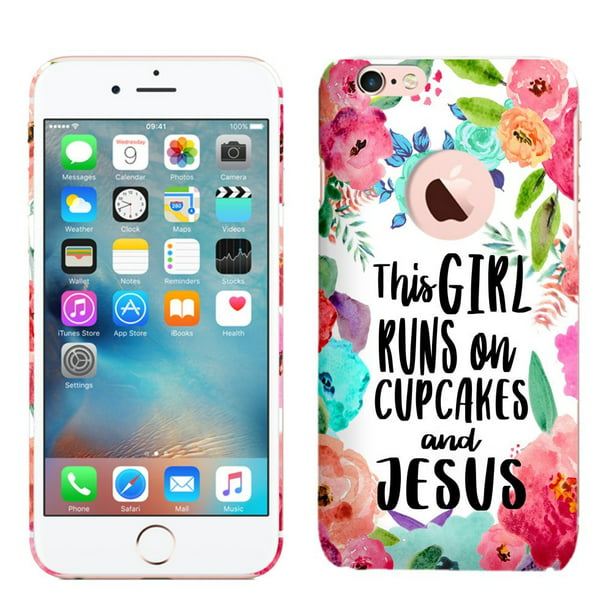 iPhone 6 Plus 6S Plus - This Girl Runs On Cupcakes Jesus Quote Hard Plastic Back Slim Profile Cute Printed Designer Snap on Case - Walmart.com