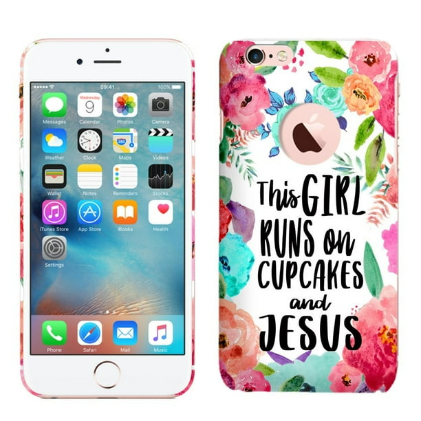 Iphone 6 Plus Case Iphone 6s Plus Case This Girl Runs On Cupcakes Jesus Quote Hard Plastic Back Cover Slim Profile Cute Printed Designer Snap On Case Walmart Com