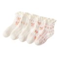 thumbnail image 4 of 5 pares de calcetines para niña, calcetines tobilleros para bebé, calcetines de algodón peinado para recién nacidos, decoración de encaje, lazo rosa L para 6-8 años, 4 of 5