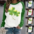 thumbnail image 5 of St. Patrick's Day Shirts for Women Crew Neck Casual Long Sleeve Patchwork Funny Printed Pullover Tops Sweatshirts(Green,L), 5 of 5