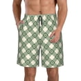 thumbnail image 2 of Uemuo Daisy Plaid Green Pattern Men's Swim Trunks Hawaiian Beach Bathing Suit Swimsuits Beach Quick-Dry Shorts with Pockets-XX-Large, 2 of 9