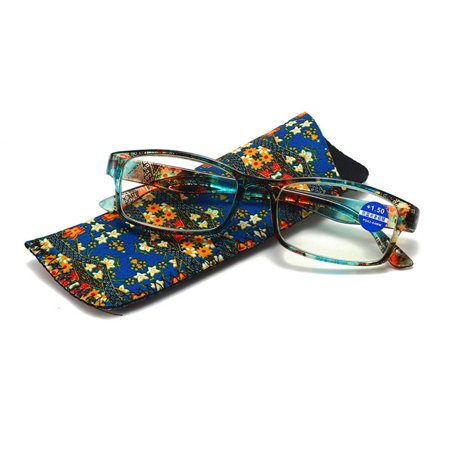 Elegant Portable Eye Protection Vintage Ultra Light Frame Reading Glasses Anti-Blue Light Eyeglasses BLUE STRENGTH 200