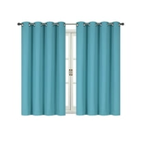 Energy Saving 100% Max Blackout Thermal Grommet Top Bath & Kitchen Window Curtains - Teal, 63 in. Long