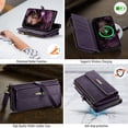 thumbnail image 4 of Allytechgroup Wallet Case for iPhone 11 with Credit Card Slot, RFID Blocking PU Leather Flip Case with Shoulder Strap Wrist Strap Compatible with MagSafe Shockproof Full Body Cover, Purple, 4 of 13