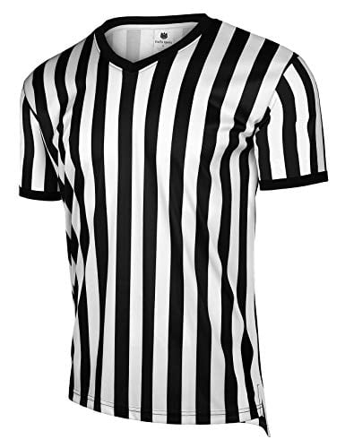 Ref Umpire Jersey Basketball & Football FitsT4 Men's Official Long Sleeve Black & White Stripe Referee Shirt Pro Ref Uniform for Soccer 