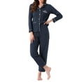 thumbnail image 2 of INSPIRE CHIC Womens Lounge Set Cotton Button Up Long Sleeve Pants Ribbed Pattern with Pocket Pajama Set Loungewear S Navy, 2 of 6