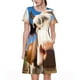 thumbnail image 1 of Balery Blue Sky Meadow Cute Cow Vestidos sueltos de manga corta para mujer, vestidos de verano 2025, vestidos casuales de corte A con vuelo., 1 of 6