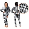 thumbnail image 1 of Silver Lilly Buffalo Plaid Women's One Piece Pajamas - Adult Unisex Union Suit with Drop Seat (Black/White, Medium), 1 of 6