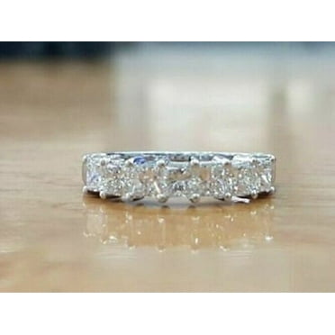 2Ct Princess Lab Created Diamond Wedding Half Eternity Band 14k White Gold Over Silver
