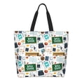 thumbnail image 1 of Fotbe Back To School A Bolsa Tote Estética de Lona con Estampado para Mujer - Bolsa Reutilizable de Hombro Casual para Vacaciones, Compras, Trabajo y Gimnasio, 1 of 8