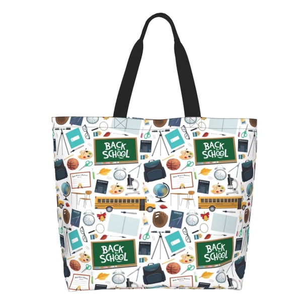Balery Back To School A Bolsa Tote Estilo Estético con Cremalleras, Bolsa de Hombro, Bolsa de Compras Grande y Plegable