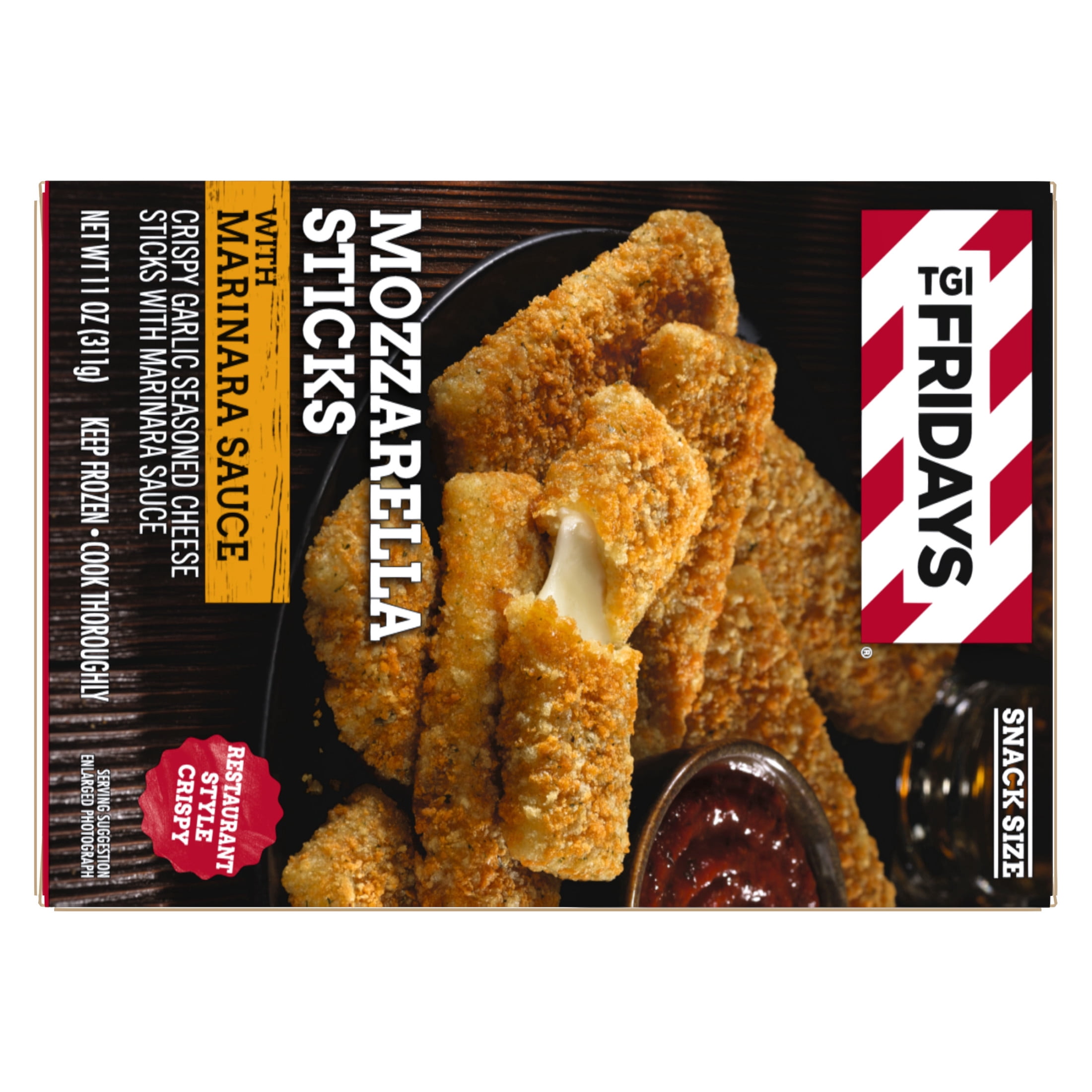 TGI Fridays Mozzarella Sticks Frozen Snacks with Marinara Sauce, 11 oz Box