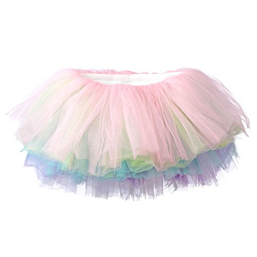 T-Crossworld Womens Classic 6 Layered Puffy Mini Tulle Tutu Bubble Ballet Skirt 