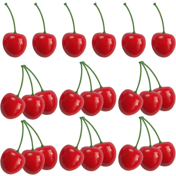 Raindrops Red Fake Cherry Decor 50Pcs Fruit Shape for Wedding and Birthday Party Decorations