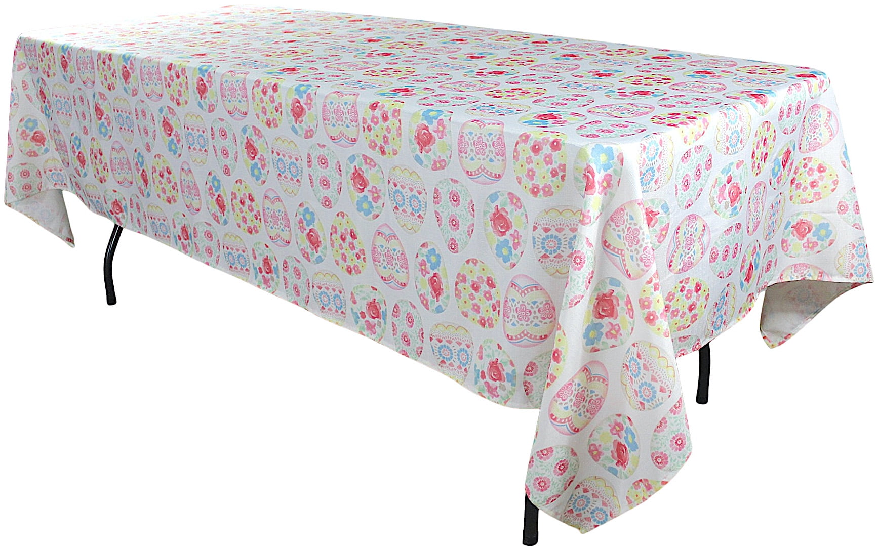 Decorative Easter Egg Fabric Tablecloth: Colorful Ornate Spring Flower ...