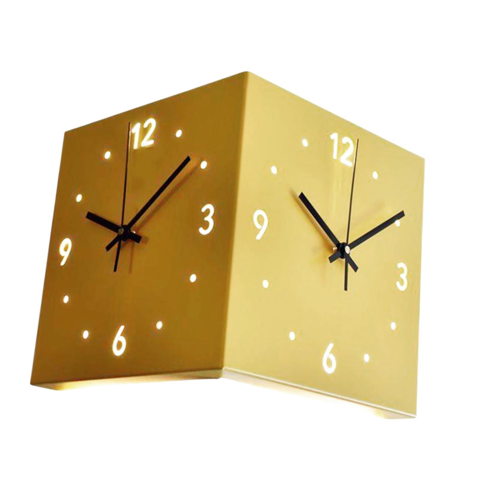 Baoblaze Double Sided Corner Wall Clock Friend Gift for Living Room Hotel Dining Room Yellow