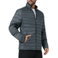 thumbnail image 4 of INSPIRE CHIC Men's Winter Solid Color Stand Collar Zipper Quilted Puffer Jacket 2XL Gray, 4 of 6